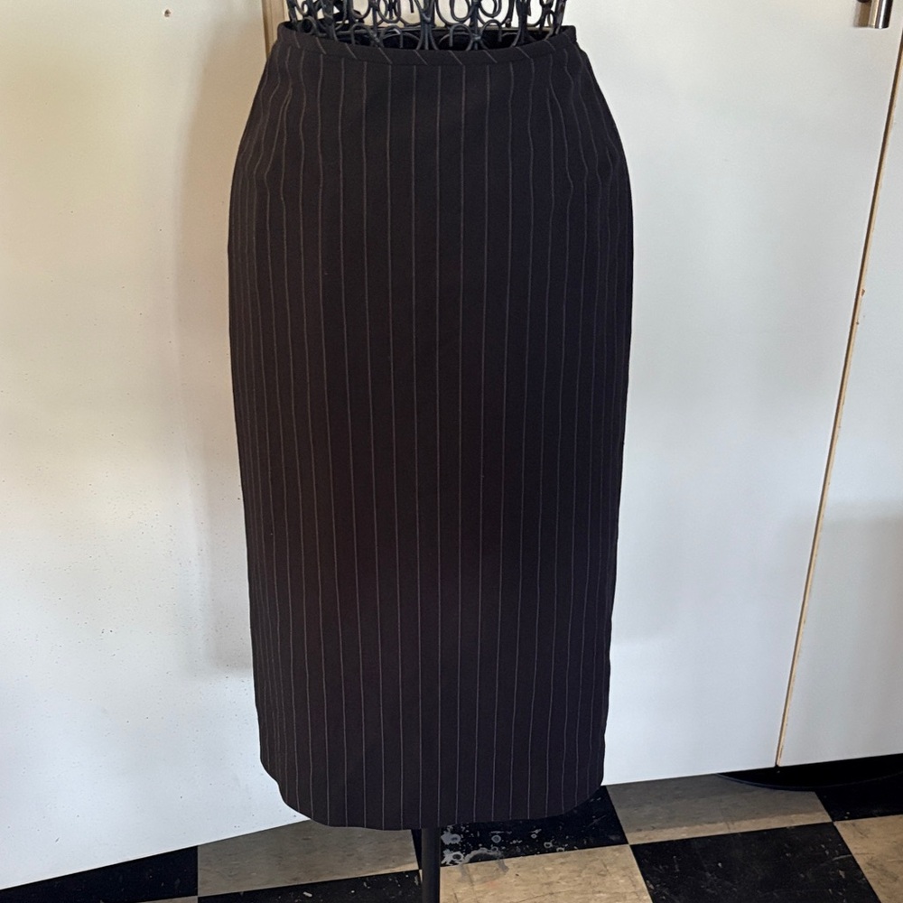 Kasper Black Pinstripe Pencil Skirt